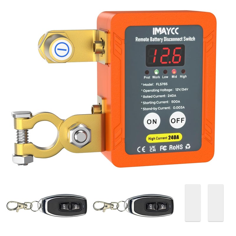 IMAYCC 12V 240A Remote Kill Switch for Car, LED Battery Disconnect Switch,Battery Cut Off Shut Off Battery Switch for Auto,Vehicle, RV, ATV,Truck, Boat. - Image 1